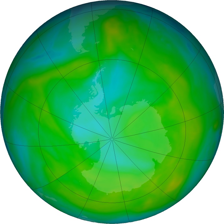 Antarctic ozone map for 10 December 2017